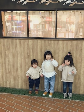 「GAP（ギャップ）の1969 マイ ファースト レギンス ジーンズ (ベビー)（デニムパンツ）」を使った、inuさん（キッズ・80cm）の冬コーディネート