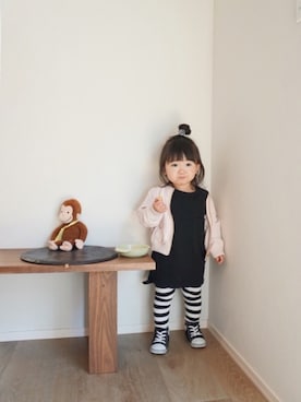 「H&M（エイチ・アンド・エム）のアイテム（ブルゾン）」を使った、inuさん（キッズ・80cm）の春コーディネート
