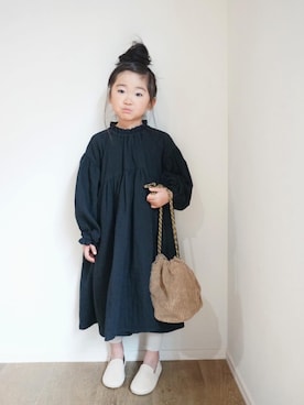 「フリルネック」｜「アイテム（その他）」を使った、inuさん（キッズ・110cm）の冬コーディネート