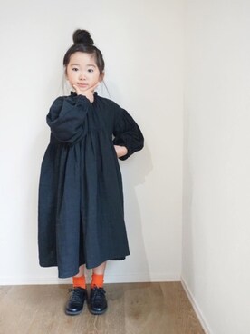 「フリルネック」｜「アイテム（その他）」を使った、inuさん（キッズ・110cm）の冬コーディネート