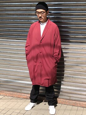 「red」｜「アイテム（ナイロンジャケット）」を使った、Shu Han Changさん（メンズ・180cm）の春コーディネート