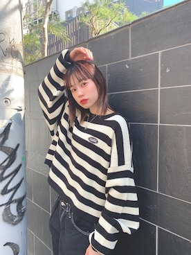 「X-girl（エックスガール）のWIDE TAPERED PANTS（その他パンツ）」を使った、服部 天音さん（レディース・157cm）の春コーディネート