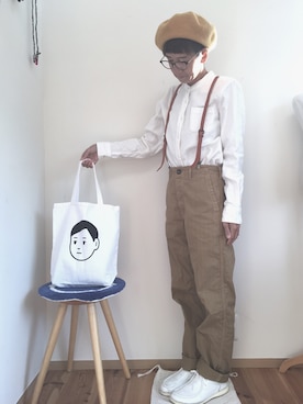 「orslow」｜「アイテム（ハンチング/ベレー帽）」を使った、coccon◡̈*さん（レディース・157cm）の秋コーディネート