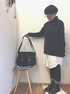 「ネイビー×ホワイト」｜「アイテム（シャツワンピース）」を使った、coccon◡̈*さん（レディース・157cm）の秋コーディネート