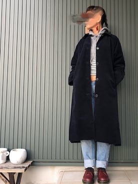 「studio CLIP（スタディオクリップ）のアイテム（ステンカラーコート）」を使った、coccon◡̈*さん（レディース・157cm）の冬コーディネート