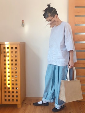 「SVEC（シュベック）のカンフーシューズ kung fu Shoes / ストラップパンプス（バレエシューズ）」を使った、coccon◡̈*さん（レディース・157cm）の夏コーディネート