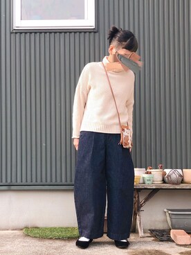 「バナナトラウザー」｜coccon◡̈*さん（レディース・157cm）の冬コーディネート