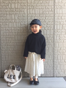 「アイテム（シャツワンピース）」を使った、Chiiiiiさん（キッズ・90cm）の冬コーディネート