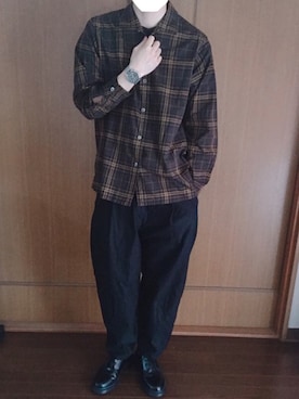 「Johnbull Private labo（ジョンブルプライベートラボ）のアイテム（チノパンツ）」を使った、あやすけさん（メンズ・175cm）の秋コーディネート