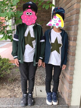 「ZARA KIDSのアイテム（その他アウター）」を使った、ちるちるさん（キッズ・140cm）の春コーディネート