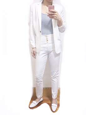 「MANGO（マンゴ）のアイテム（テーラードジャケット）」を使った、Móさん（レディース・162cm）の春コーディネート