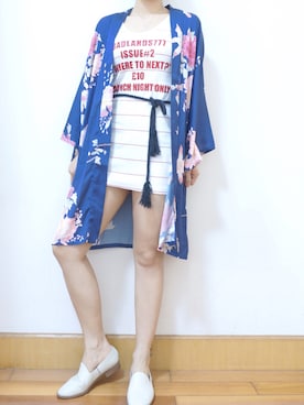「PULL&BEAR（プルアンドベア）のアイテム（その他アウター）」を使った、Móさん（レディース・162cm）の夏コーディネート