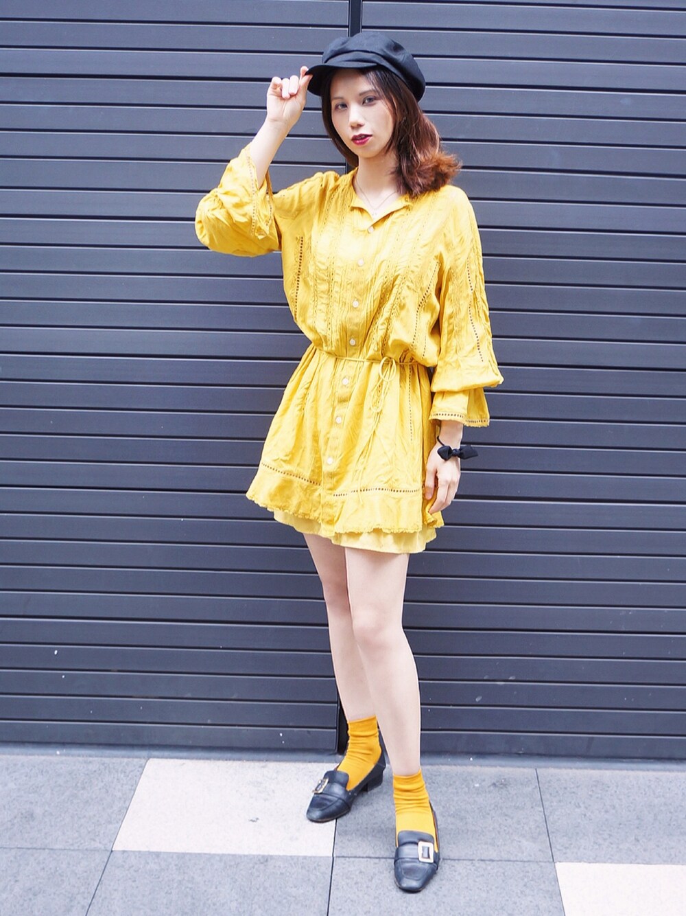 「秋のコーデ、シンプルコーデ、秋色、今日のコーデ、MUJI、snidel、Bally、Vivienne Westwood、秋服、ワンピース」｜「MUJI Laboのアイテム（キャスケット、ブラック系）」を使った、Móさん（レディース・162cm）の秋コーディネートの1枚目の写真