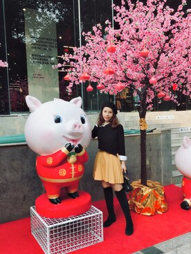 「MONKI（モンキ）のアイテム（帽子）」を使った、Móさん（レディース・162cm）の冬コーディネート
