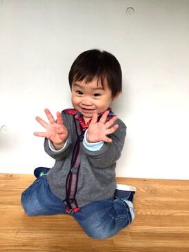 「BOBSON（ボブソン）のアイテム（トップス）」を使った、晄ちゃんさん（キッズ・80cm）の春コーディネート