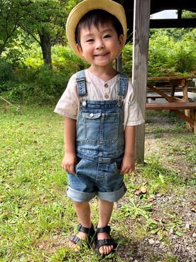 「リラックススタイル」｜「アイテム（オールインワン・サロペット）」を使った、晄ちゃんさん（キッズ・90cm）の夏コーディネート