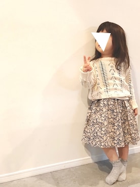 「花柄スカート」｜ma___iさん（キッズ・90cm）の春コーディネート