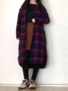 「UNIQLO（ユニクロ）のアイテム（ワンピース、ブルー系）」を使った、Rauraさん（レディース・160cm）の秋コーディネート
