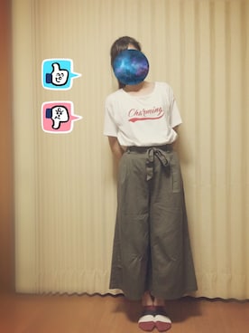 「カーキ×ホワイト」｜nani.さん（レディース・161cm）の夏コーディネート