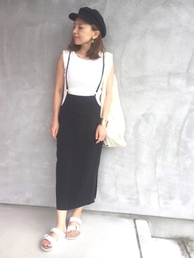 「TODAY'S SPECIAL（トゥデイズスペシャル）のMARCHE BAG/マルシェバッグ（エコバッグ/サブバッグ）」を使った、かおりりいさん（レディース・150cm）の夏コーディネート