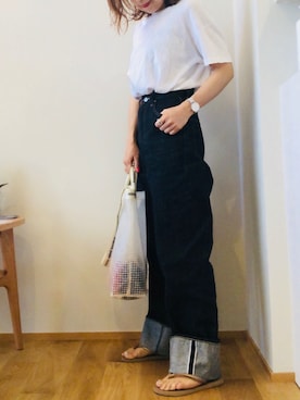 「Daniel Wellington（ダニエルウェリントン）の販売終了クラシックペティット アッシュフィールド32mm（アナログ腕時計）」を使った、かおりりいさん（レディース・150cm）の夏コーディネート