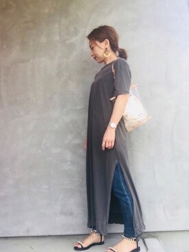 「Daniel Wellington（ダニエルウェリントン）の販売終了クラシックペティット アッシュフィールド32mm（アナログ腕時計）」を使った、かおりりいさん（レディース・150cm）の夏コーディネート