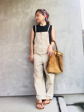 「plage（プラージュ）のアイテム（サロペット/オーバーオール）」を使った、かおりりいさん（レディース・150cm）の夏コーディネート