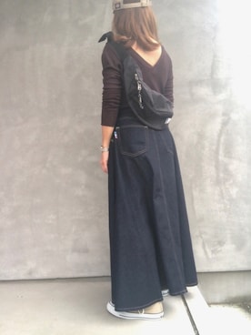 「Deuxieme Classe（ドゥーズィエムクラス）のアイテム（ボディバッグ/ウエストポーチ）」を使った、かおりりいさん（レディース・150cm）の秋コーディネート