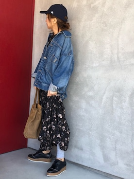 「Another Edition（アナザーエディション）のアイテム（デニムジャケット）」を使った、かおりりいさん（レディース・150cm）の秋コーディネート