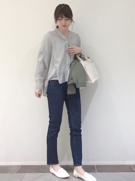 「シフォンブラウス」｜「アイテム（ジャケット/アウター）」を使った、karin_mamaさん（レディース・158cm）の春コーディネート