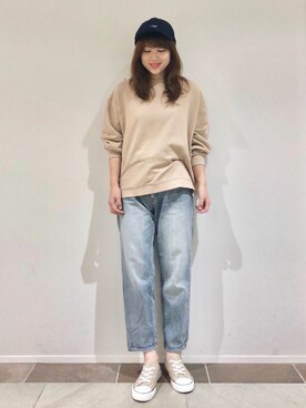 「ブリーチデニム」｜「アイテム（キャップ）」を使った、karin_mamaさん（レディース・158cm）の夏コーディネート