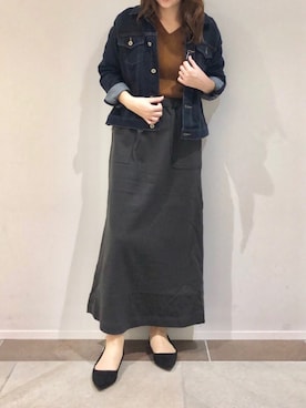 「アイテム（デニムジャケット）」を使った、karin_mamaさん（レディース・158cm・20代）の秋コーディネート