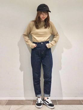 「マムジーンズ」｜karin_mamaさん（レディース・158cm）の冬コーディネート