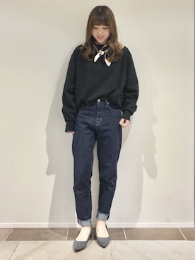 「マムジーンズ」｜karin_mamaさん（レディース・158cm）の冬コーディネート