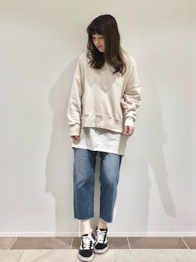 「アクティブ」｜「アイテム（デニムパンツ）」を使った、karin_mamaさん（レディース・158cm）の冬コーディネート