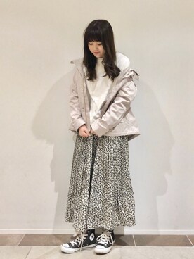 「AMERICAN HOLIC（アメリカンホリック）のソフトプリーツギャザーロングスカート① ＊（スカート）」を使った、karin_mamaさん（レディース・158cm）の春コーディネート