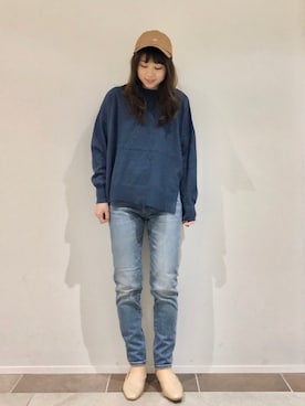 「ブリーチデニム」｜「アイテム（キャップ）」を使った、karin_mamaさん（レディース・158cm）の春コーディネート