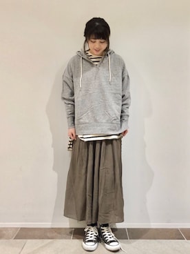「AMERICAN HOLIC（アメリカンホリック）のソフトプリーツギャザーロングスカート① ＊（スカート）」を使った、karin_mamaさん（レディース・158cm）の春コーディネート