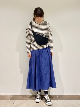 「AMERICAN HOLIC（アメリカンホリック）のソフトプリーツギャザーロングスカート① ＊（スカート）」を使った、karin_mamaさん（レディース・158cm）の春コーディネート