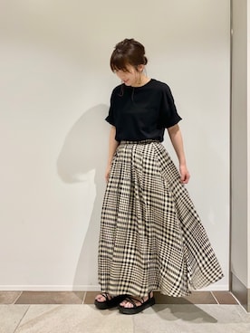 「AMERICAN HOLIC（アメリカンホリック）のアイテム（スカート）」を使った、karin_mamaさん（レディース・158cm）の夏コーディネート