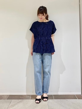 「ブリーチデニム」｜「アイテム（サンダル）」を使った、karin_mamaさん（レディース・158cm）の夏コーディネート