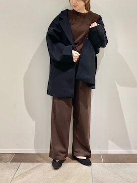 「クルーネックニット」｜「アイテム（その他アウター）」を使った、karin_mamaさん（レディース・158cm）の秋コーディネート