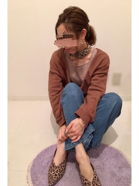 「カシュクールニット」｜「アイテム（アクセサリー）」を使った、もやっち＊°さん（レディース・163cm）の春コーディネート
