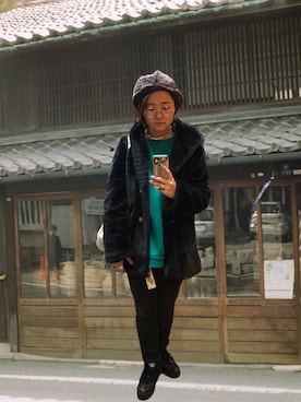 「チチカカ（チチカカ）のアイテム（スウェット、グリーン系）」を使った、ぴなっつ🌱さん（レディース・158cm）の冬コーディネート