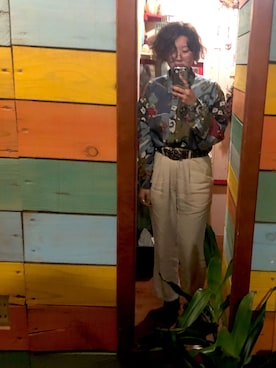 「古着のアイテム（パンツ、ホワイト系）」を使った、ぴなっつ🌱さん（レディース・158cm）の冬コーディネート