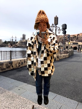 「TAOのアイテム（ジャケット/アウター、ブラウン系）」を使った、ぴなっつ🌱さん（レディース・158cm）の冬コーディネート