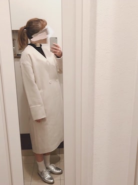 「Right-on（ライトオン）のアイテム（チェスターコート）」を使った、まる。さん（レディース・158cm）の冬コーディネート