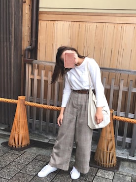 「cepo（セポ）のアイテム（トートバッグ）」を使った、まる。さん（レディース・158cm）の秋コーディネート