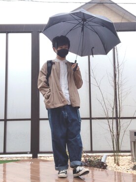 「niko and...（ニコアンド）のアイテム（ノーカラージャケット）」を使った、ゆうき𓈒𓂂𓏸さん（メンズ・165cm）の春コーディネート