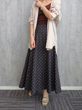 「アイテム（サンダル、グリーン系）」を使った、ayaさん（レディース・162cm）の春コーディネート